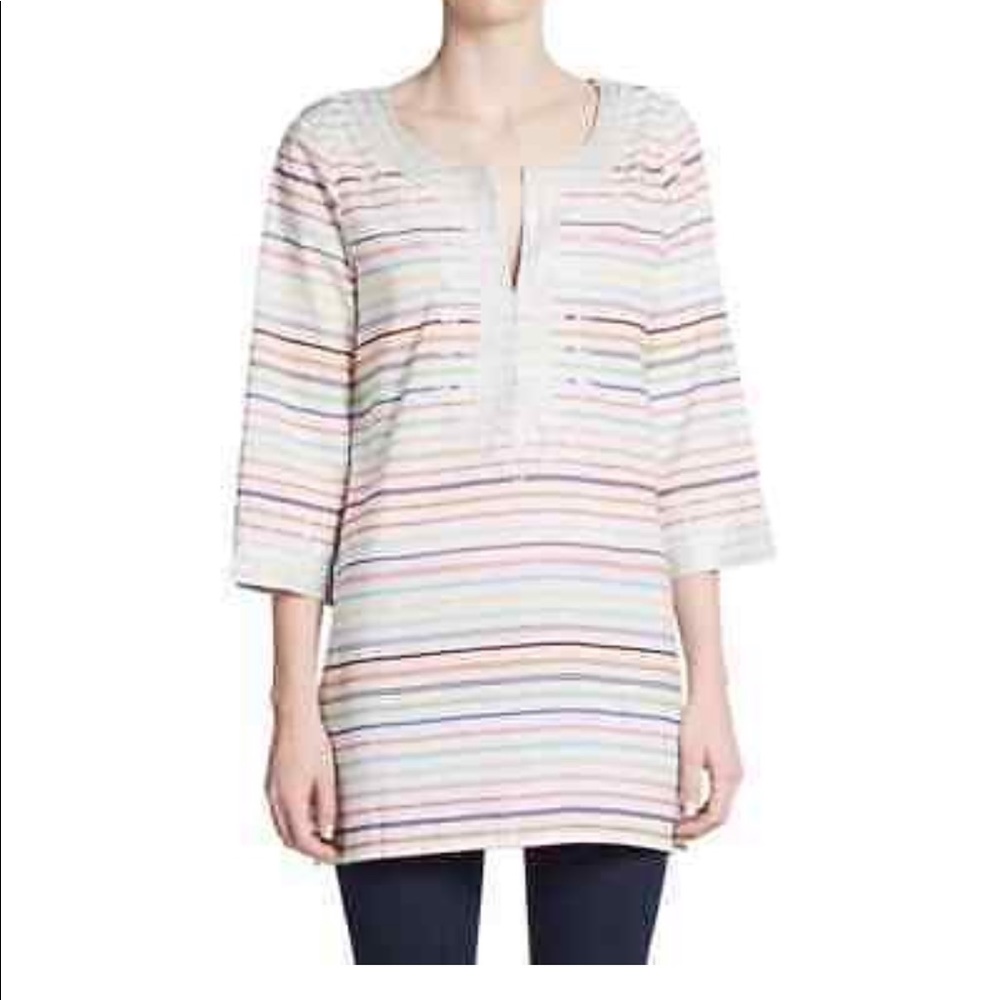 Calypso St. Barth White Rainbow Tunic Small - Picture 1 of 5